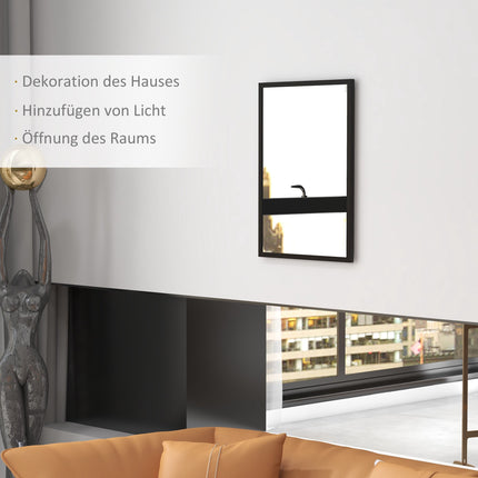 Wall Mirror, 50x70 cm, Black MDF Frame, Easy Mounting