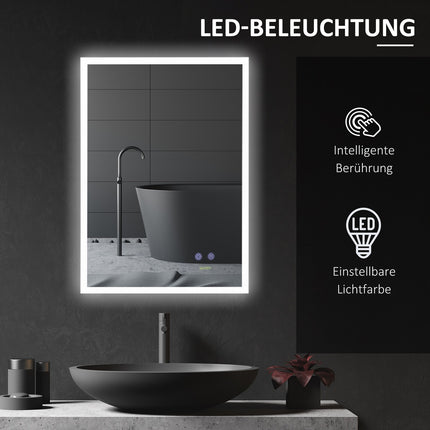 LED koupelnové zrcadlo - proti zamlžení, voděodolné IP44, hliník