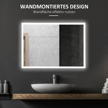 LED koupelnové zrcadlo - proti zamlžení, voděodolné IP44, hliník