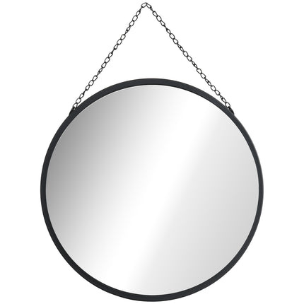Kulaté nástěnné zrcadlo, kosmetické zrcadlo, 50 Cm, černý kovový rám