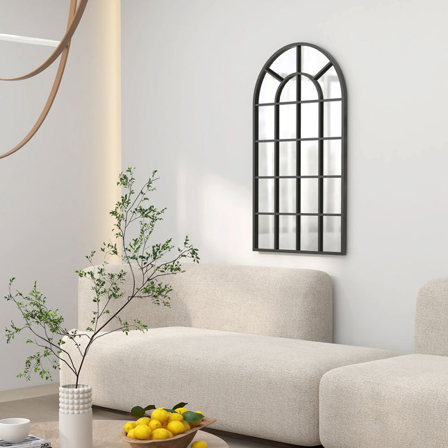 Černé nástěnné zrcadlo v kovovém rámu, 110 x 62 cm, univerzální závěsné zrcadlo