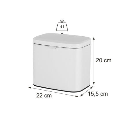 Nástěnný koš, bílá, 4L – do kuchyně a koupelny