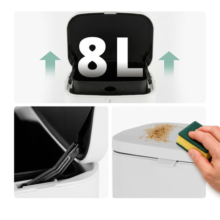 Wandabfalleimer, Weiß, 8L – Für Küche & Bad