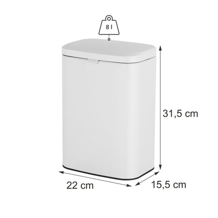 Wandabfalleimer, Weiß, 8L – Für Küche & Bad