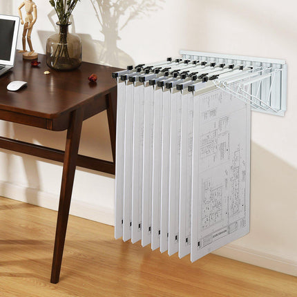 Wall-Mount Blueprint Storage Rack, 12 Pivot Brackets, 1200 Sheets
