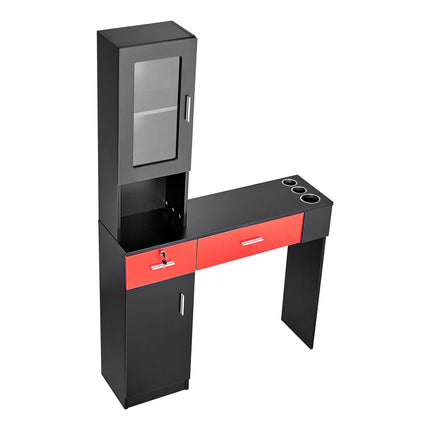 Wall-Mount Salon Station – 3 Cubbies, 2 Drawers, Lockable