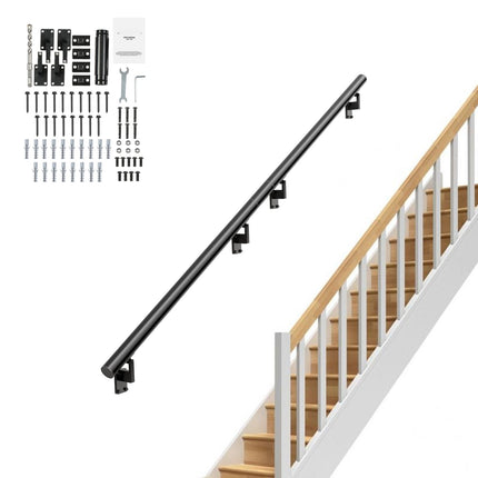 Wall Mount Stair Handrail 12 Ft Aluminum, 440 Lb Kit