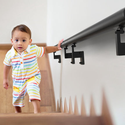Wall Mount Stair Handrail 12 Ft Aluminum, 440 Lb Kit