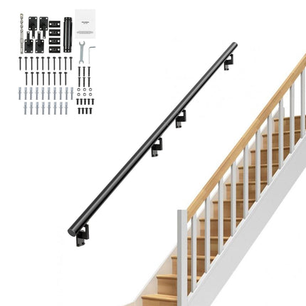 Wall Mount Stair Handrail 12 Ft Aluminum, 440 Lb Kit
