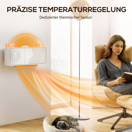 Nástěnný keramický ohřívač 2000W, termostat, časovač