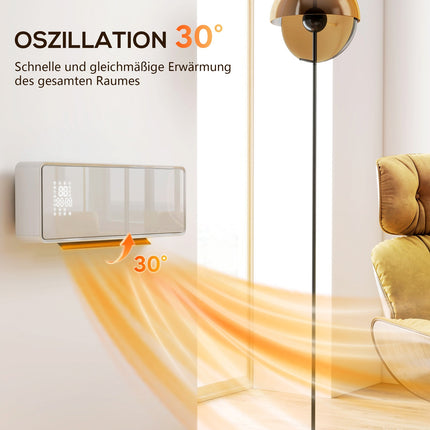 Nástěnný keramický ohřívač 2000W, termostat, časovač