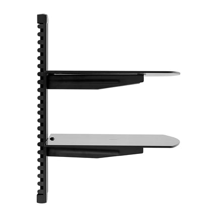 Wall-Mounted 2-Tier Glass Shelf, 18 lb Capacity, Black