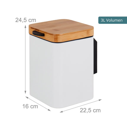 Nástěnný koš 3L, bílá – víko se softclose