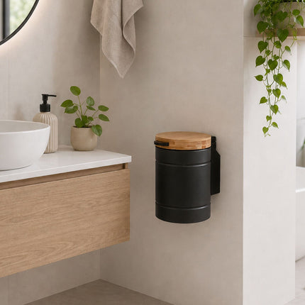 Wall-Mounted 3L Cosmetic Bin, Black – Soft-Close Lid