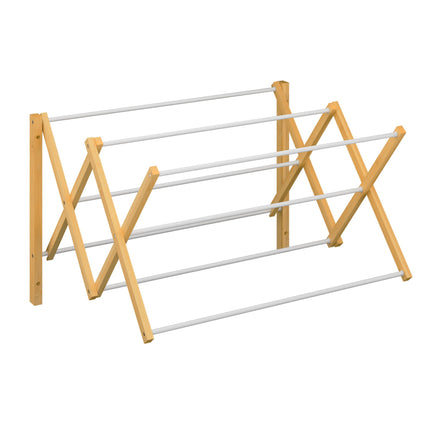 Nástěnný bambusovo-kovový sušák na prádlo, úsporný design