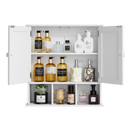 Wall-Mounted Bathroom Cabinet, 2 Doors, Adjustable Shelf, White