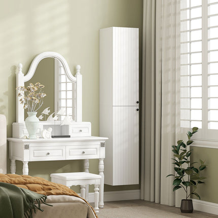 Wall-Mounted Bathroom Cabinet, White MDF, 161 cm