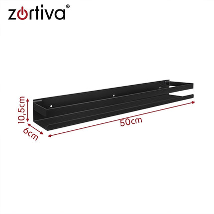 Wall-Mounted Bathroom Shelf 50 cm Stainless Steel, 10 kg Load, Black