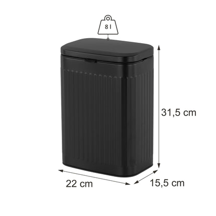 Nástěnný černý odpadkový koš, objem 8L