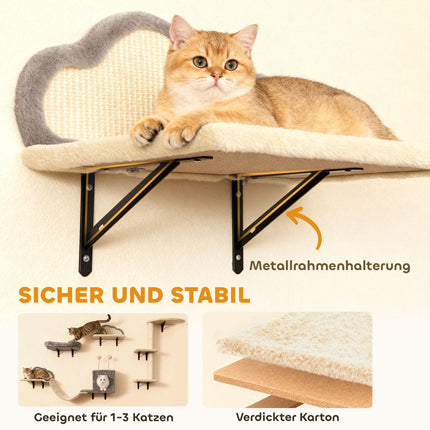 Nástěnná sada kočičího stromu, sisal, 4 kusy, béžová