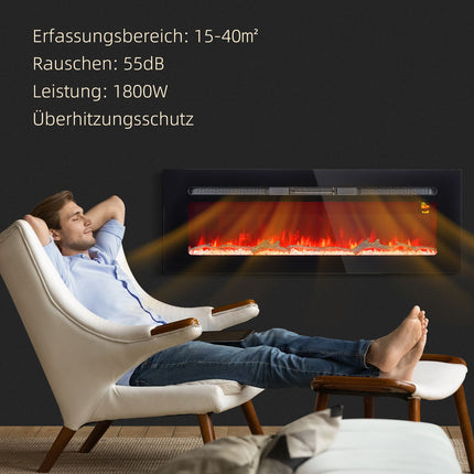Nástěnný elektrický krb, 1800W, nastavitelný výkon