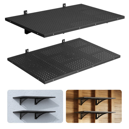 Wall-Mounted Garage Shelving, 2-Tier Steel, 254 kg