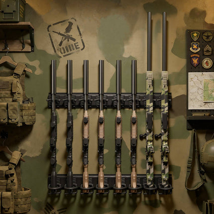Wall-Mounted Gun Rack, 8-Slot Steel Rifle Shotgun