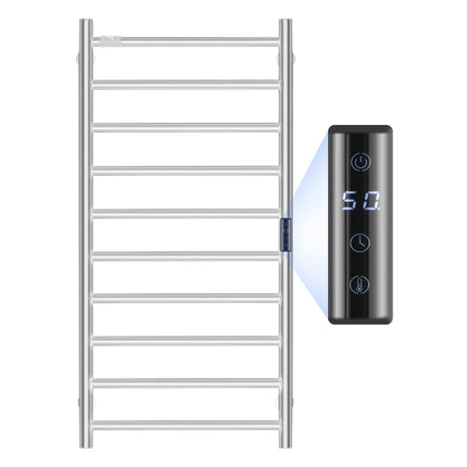 Wall-Mounted Heated Towel Rack, 10-Bar, Timer, IPX5