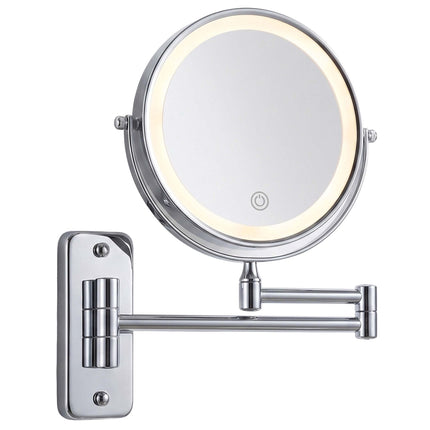 Wandmontierter LED-Spiegel, 10-fach vergrößernd, Silber