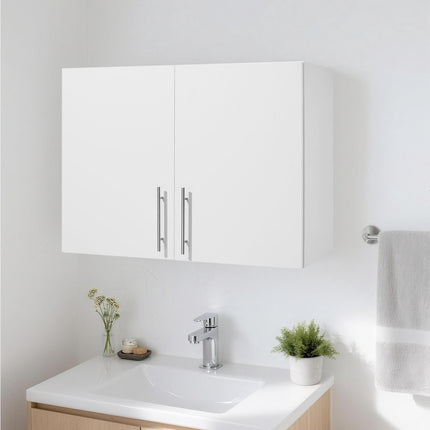 Wall-Mounted Laundry Cabinet, 2-Door, Adjustable Shelf, White