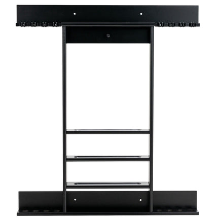 Wall-Mounted Pool Cue Rack, 8 Cues, 15 Balls, Black