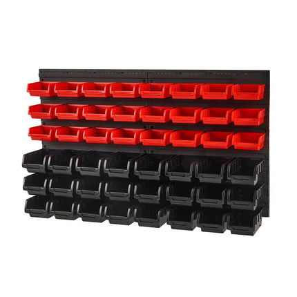 Wall-Mounted Storage Bins Organizer, 48-Bin Rack, PP Plastic