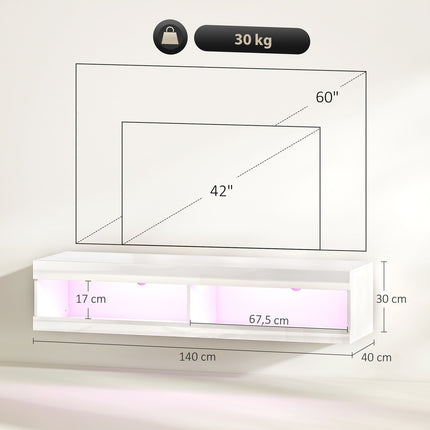 Nástěnný TV stolek s RGB LED pro televize 55-60 palců
