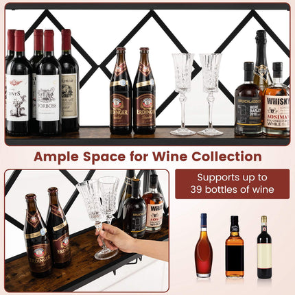 Wall-Mounted Wine Rack, 39 Bottles, 12 Glasses