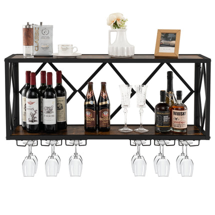 Wall-Mounted Wine Rack, 39 Bottles, 12 Glasses