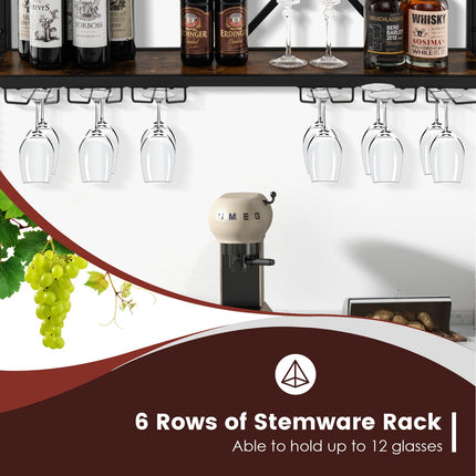 Wall-Mounted Wine Rack, 39 Bottles, 12 Glasses