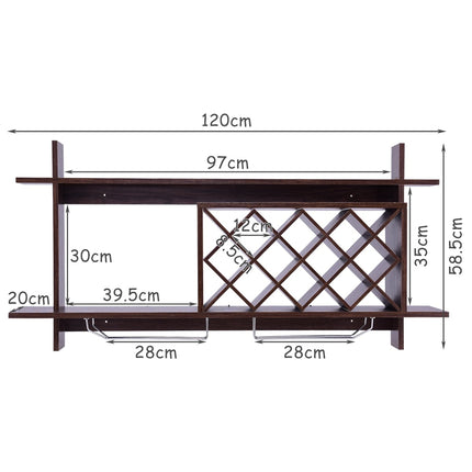 Wall-Mounted Wine Rack with Glass Holder, Holds 10 Bottles