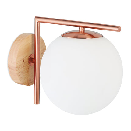 Nástěnná lampa ze skla v barvě mědi