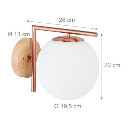 Nástěnná lampa ze skla v barvě mědi