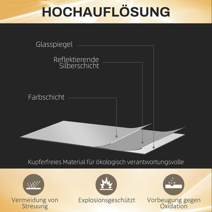 Rechteckiger Wandspiegel in voller Länge mit LED-Beleuchtung, 120 x 40 cm