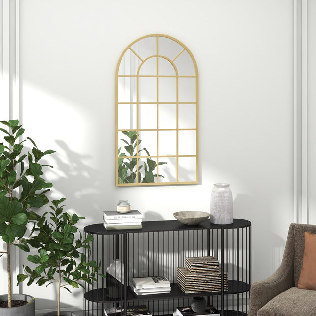 Dekorativní nástěnné zrcadlo zlaté, 110 x 62 cm, kovový rám