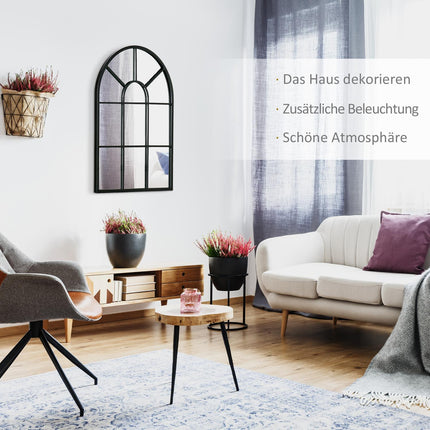 Černé nástěnné zrcadlo v kovovém rámu, 70x50 cm, dekorativní závěsné