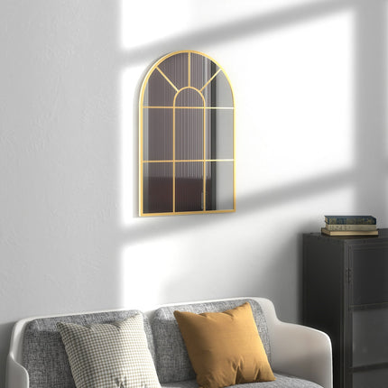 Zlaté dekorativní nástěnné zrcadlo - 91 x 60 cm, kovový rám