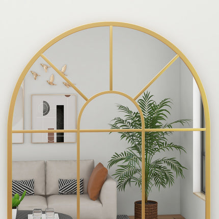 Zlaté dekorativní nástěnné zrcadlo - 91 x 60 cm, kovový rám