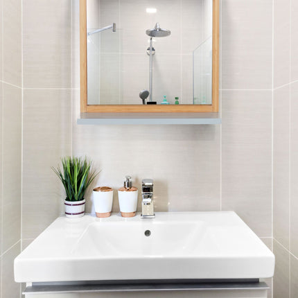 Wall mirror with shelf