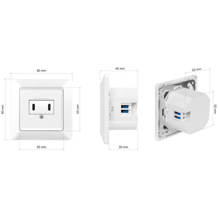 Zásuvka s 2xUSB-C PD 25W