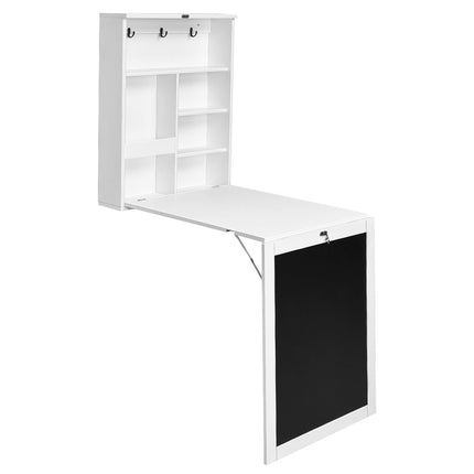 Nástěnný sklápěcí stůl, variabilní psací stůl s deskou bílá/černá 60 x 15.5 x 75 cm-bílá