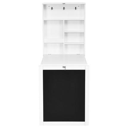Nástěnný sklápěcí stůl, variabilní psací stůl s deskou bílá/černá 60 x 15.5 x 75 cm-bílá