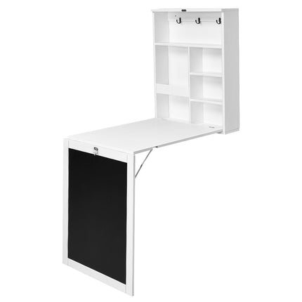 Nástěnný sklápěcí stůl, variabilní psací stůl s deskou bílá/černá 60 x 15.5 x 75 cm-bílá