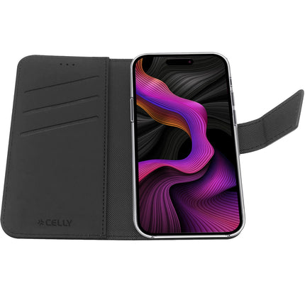 Wally pouzdro peněženka iPhone 15 Plus, černá